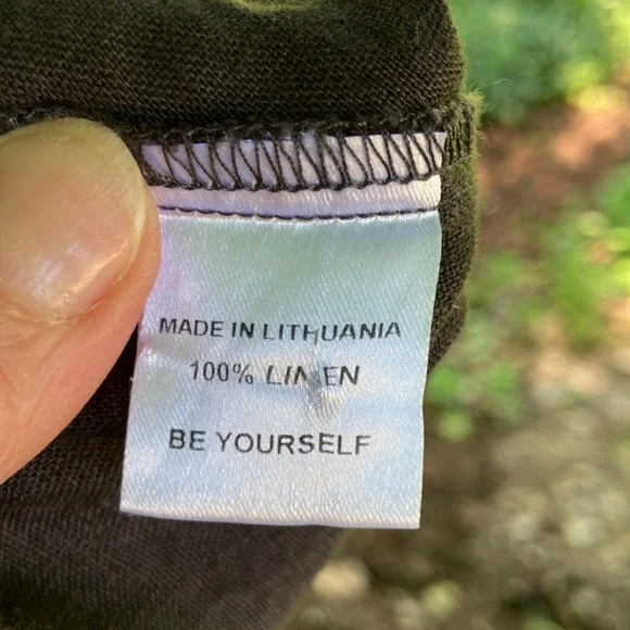 Flax Charcoal Gray Linen Too Hi-Li Hem Size Medium EUC - Picture 4 of 7